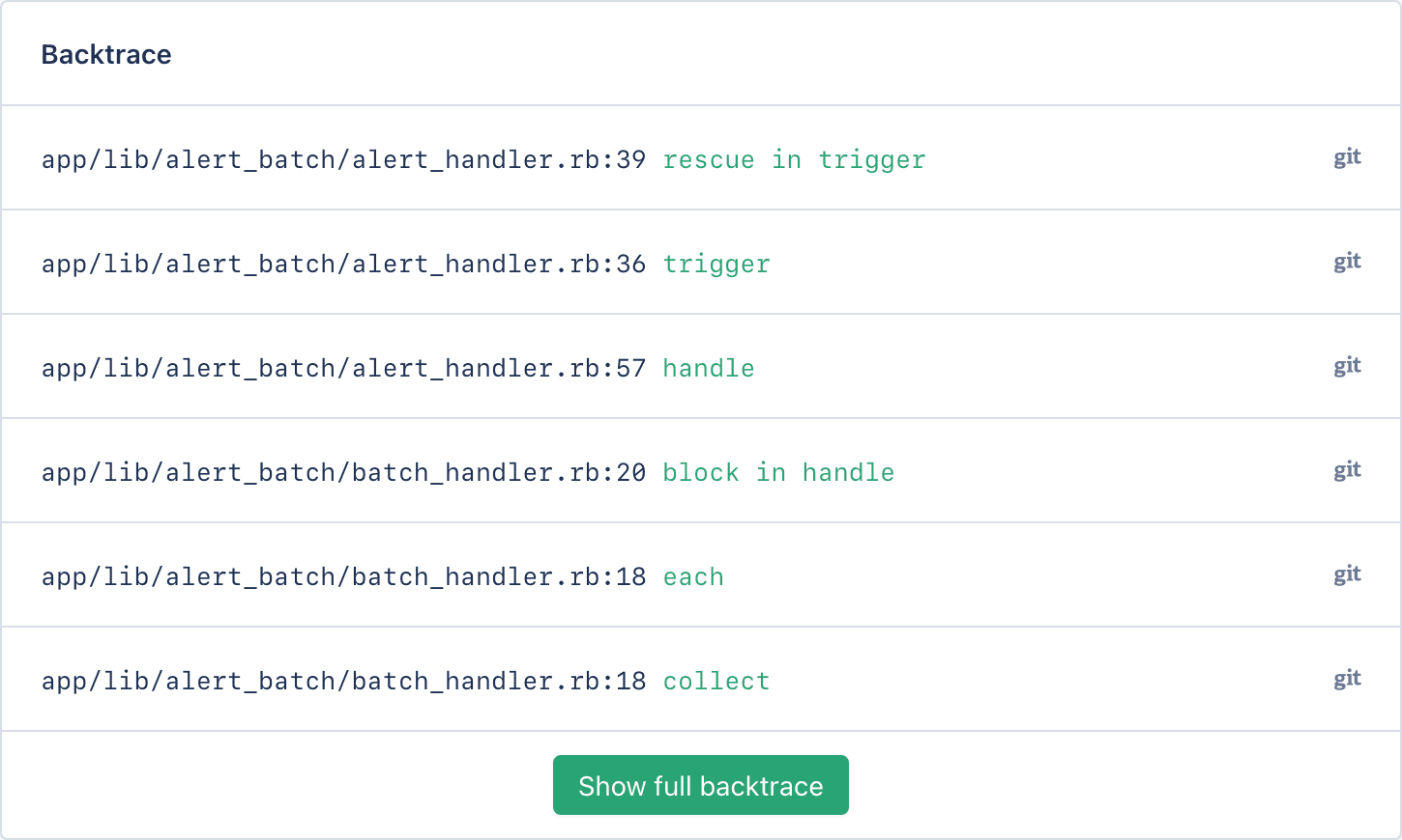 Backtrace with Git link