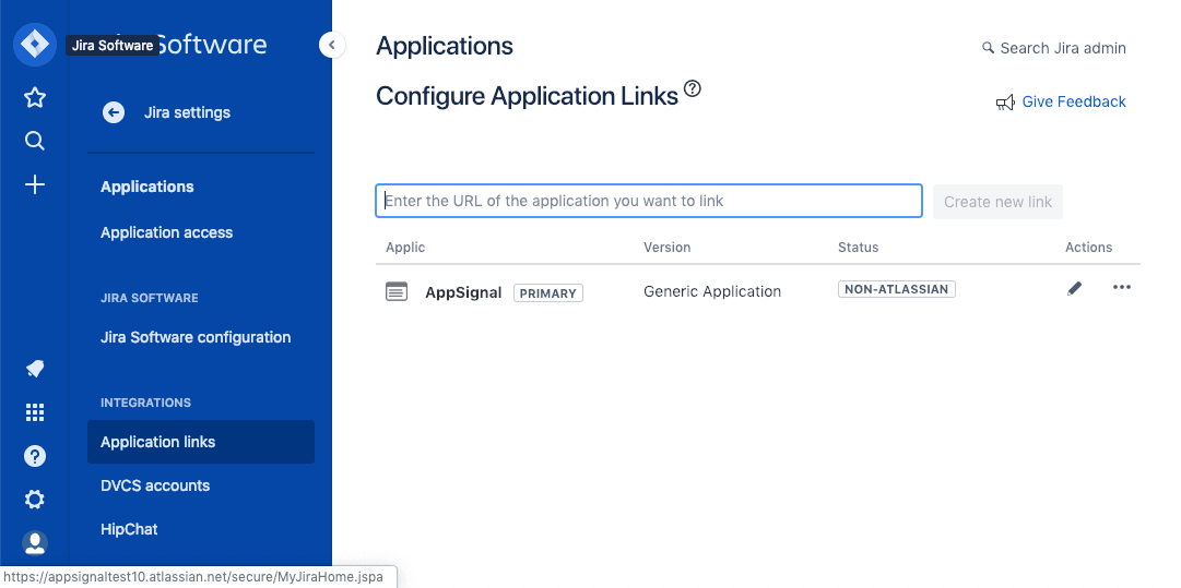 Application links navigation