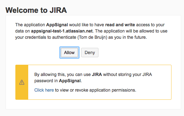 Jira OAuth confirmation