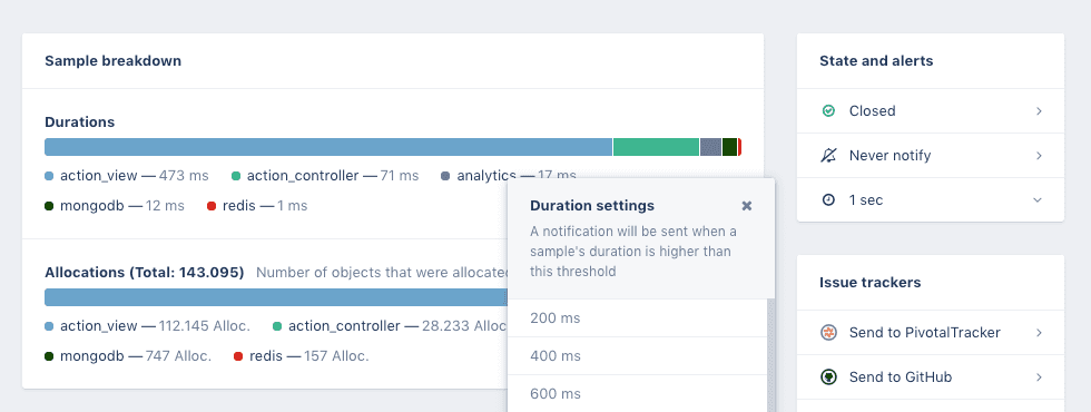 Performance incident notification options